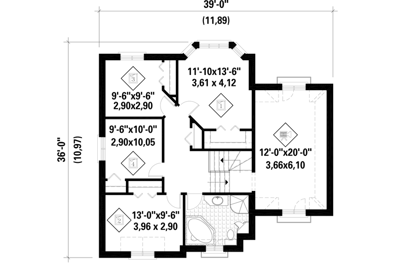 Dream House Plan - Floor Plan - Upper Floor for European House Plan #25-4712 - 4 bed, 1 bath