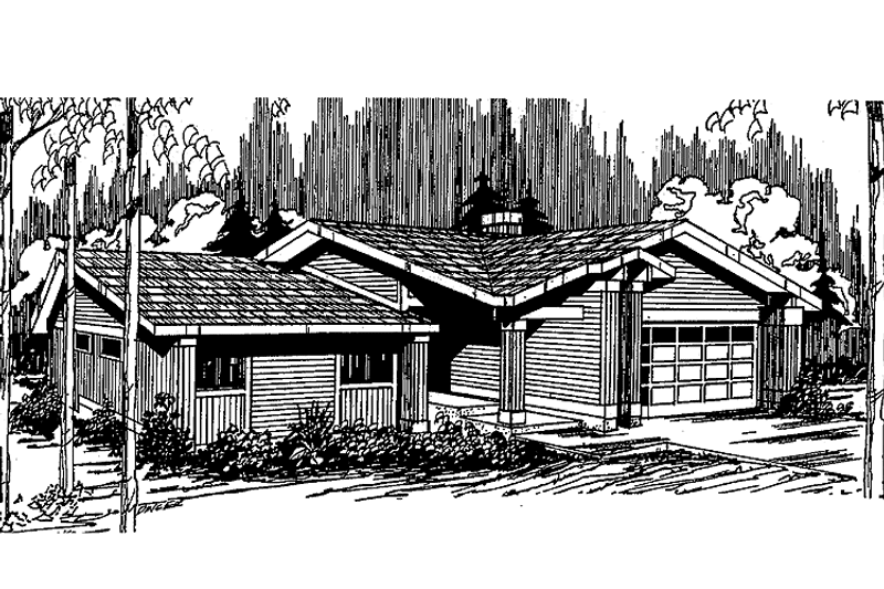 Dream House Plan - Exterior - Front Elevation 3 for Contemporary House Plan #60-745 - 3 bed, 2 bath
