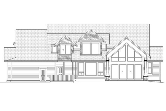 Exterior - Rear Elevation for Craftsman House Plan #1086-12 - 3 bed, 2.5 bath