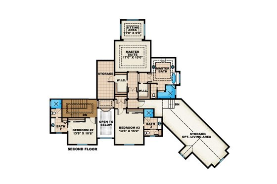 Floor Plan - Upper Floor for Country House Plan #27-531 - 3 bed, 4.5 bath
