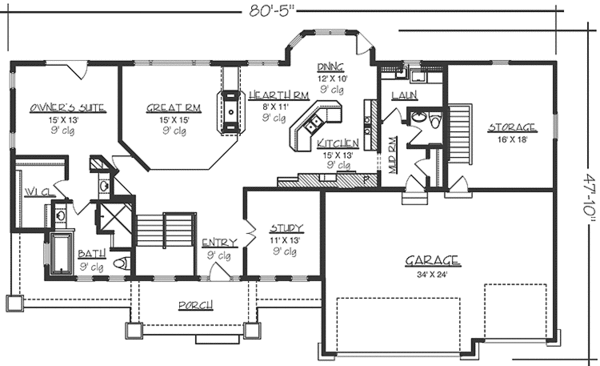 Home Plan - Country Floor Plan - Main Floor Plan #320-1485