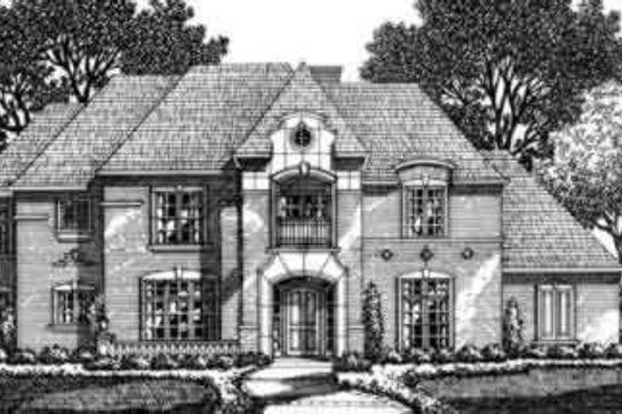 Exterior - Front Elevation for European House Plan #141-164 - 5 bed, 4.5 bath