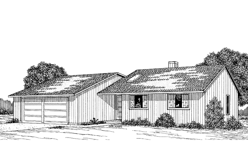 Home Plan - Exterior - Front Elevation 3 for Contemporary House Plan #60-873 - 3 bed, 2 bath
