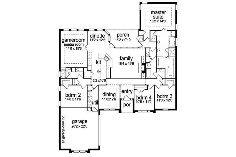 Home Plan - Floor Plan - Main Floor for Traditional House Plan #84-707 - 4 bed, 3 bath