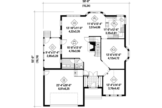 Floor Plan - Main Floor for European House Plan #25-4758 - 5 bed, 2 bath