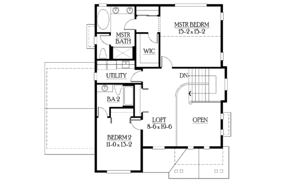 Floor Plan - Upper Floor for Craftsman House Plan #132-355 - 3 bed, 3 bath