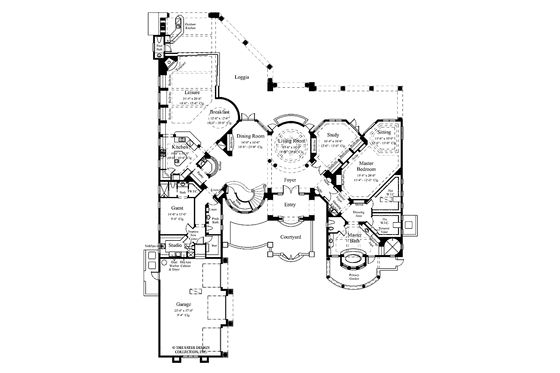 Floor Plan - Main Floor for Mediterranean House Plan #930-54 - 4 bed, 4 bath