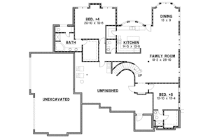 Floor Plan - Lower Floor for European House Plan #67-880 - 5 bed, 6.5 bath