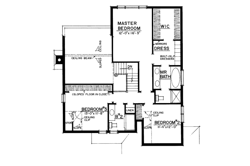 Dream House Plan - Floor Plan - Upper Floor for Country House Plan #1016-67 - 3 bed, 2.5 bath