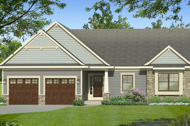 Architectural House Design - Exterior - Front Elevation 3 for Ranch House Plan #1010-184 - 2 bed, 2.5 bath
