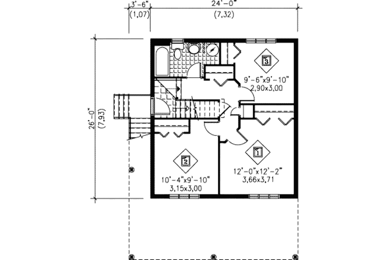 Dream House Plan - Floor Plan - Main Floor for Traditional House Plan #25-2280 - 3 bed, 2 bath