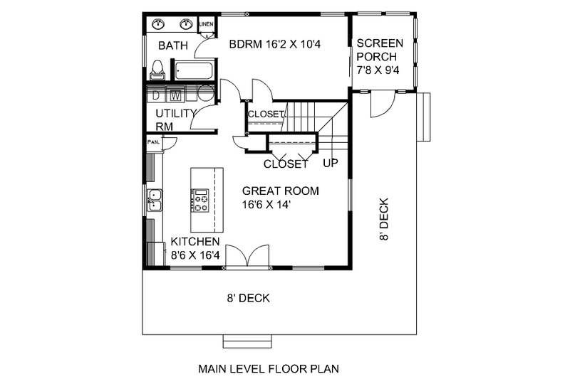 Dream House Plan - Floor Plan - Main Floor for Craftsman House Plan #117-987 - 2 bed, 2 bath