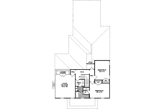 Floor Plan - Upper Floor for Colonial House Plan #81-426 - 3 bed, 2.5 bath