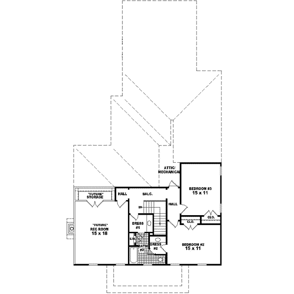 Colonial Floor Plan - Upper Floor Plan #81-426