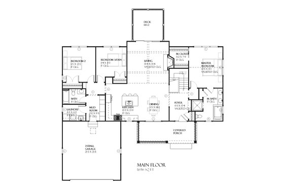 Floor Plan - Main Floor for Ranch House Plan #901-64 - 5 bed, 3 bath
