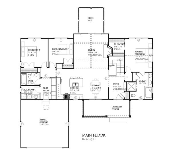 Ranch Floor Plan - Main Floor Plan #901-64