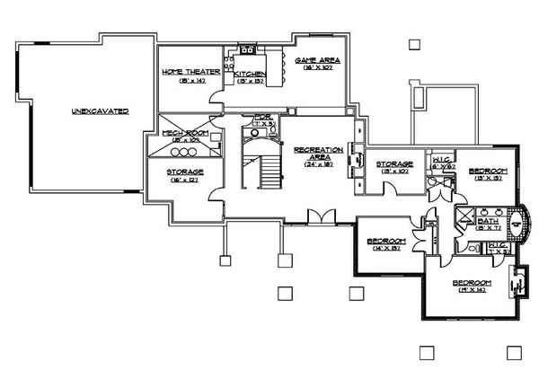 Dream House Plan - Traditional Floor Plan - Lower Floor Plan #5-331