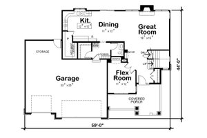 Floor Plan - Main Floor for Craftsman House Plan #20-2328 - 4 bed, 3.5 bath