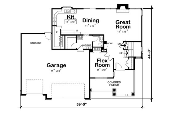 Floor Plan - Main Floor for Craftsman House Plan #20-2328 - 4 bed, 3.5 bath