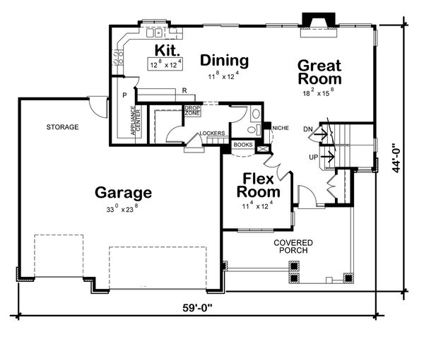 Architectural House Design - Craftsman Floor Plan - Main Floor Plan #20-2328