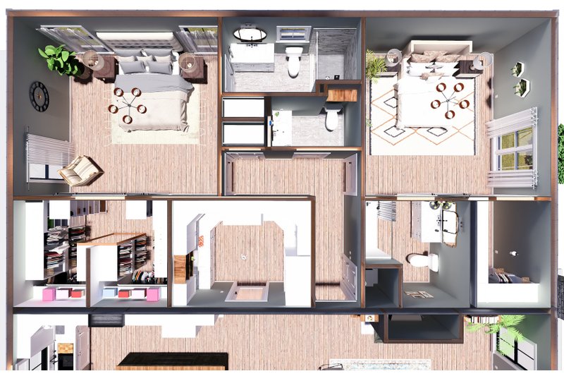 House Blueprint - Floor Plan - Other Floor 2 for Barndominium House Plan #44-300 - 3 bed, 3.5 bath