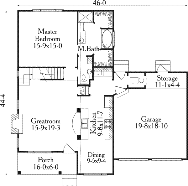 Architectural House Design - Country Floor Plan - Main Floor Plan #406-228