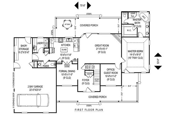 Floor Plan - Main Floor for Country House Plan #11-225 - 4 bed, 2.5 bath