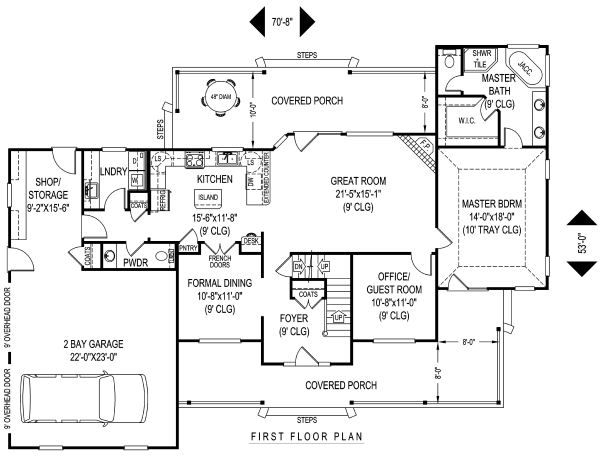 Architectural House Design - Country Floor Plan - Main Floor Plan #11-225