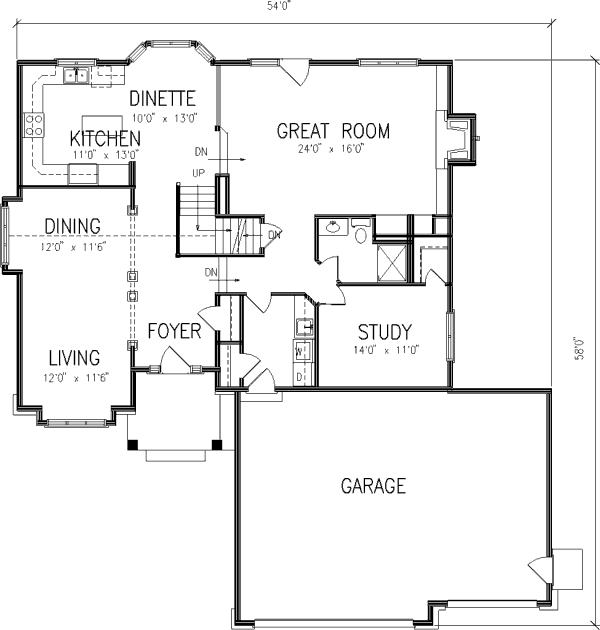Architectural House Design - Traditional Floor Plan - Main Floor Plan #320-392