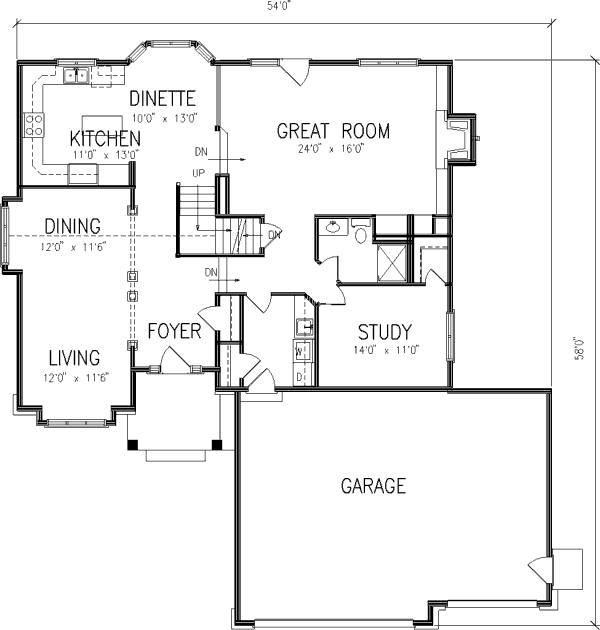 House Blueprint - Traditional Floor Plan - Main Floor Plan #320-392