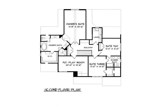 Floor Plan - Upper Floor for Tudor House Plan #413-139 - 4 bed, 3 bath
