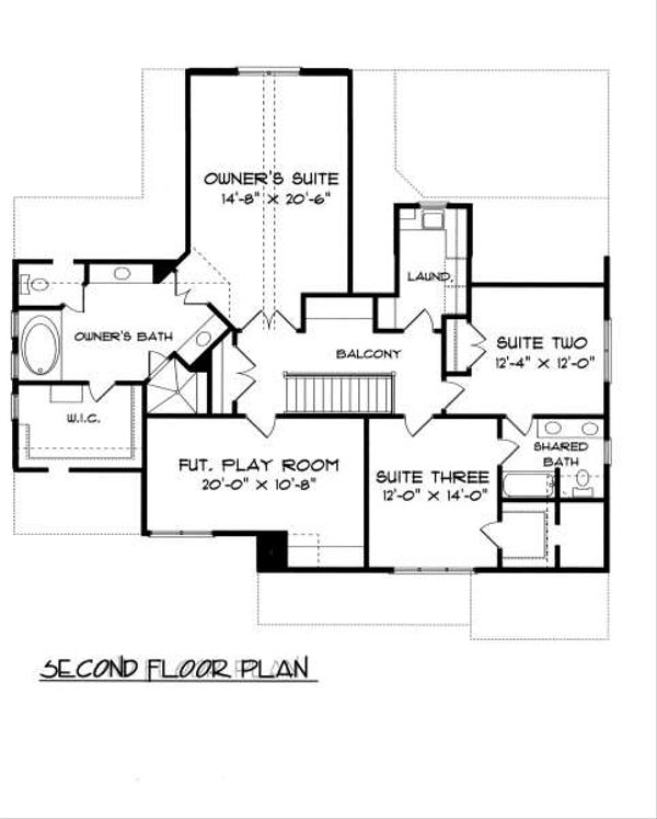 Architectural House Design - Tudor Floor Plan - Upper Floor Plan #413-139