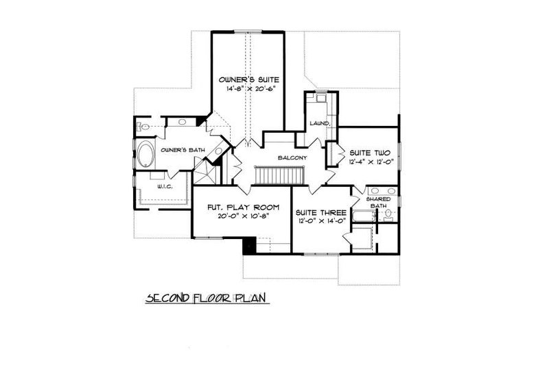 Home Plan - Floor Plan - Upper Floor for Tudor House Plan #413-139 - 4 bed, 3 bath