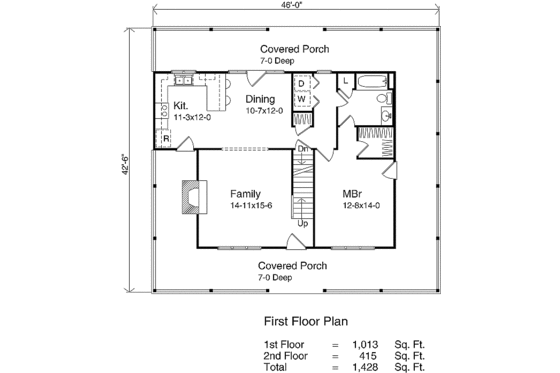 Floor Plan - Main Floor for Country House Plan #22-221 - 3 bed, 2 bath