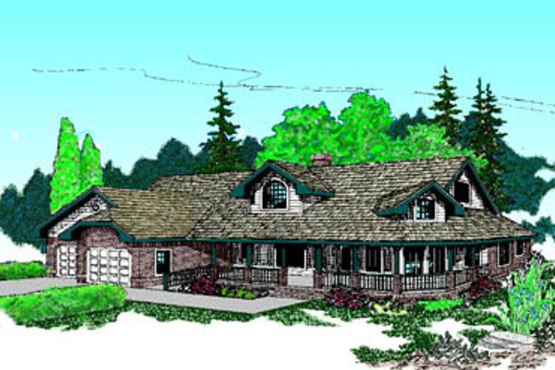 Dream House Plan - Farmhouse Exterior - Front Elevation Plan #60-185