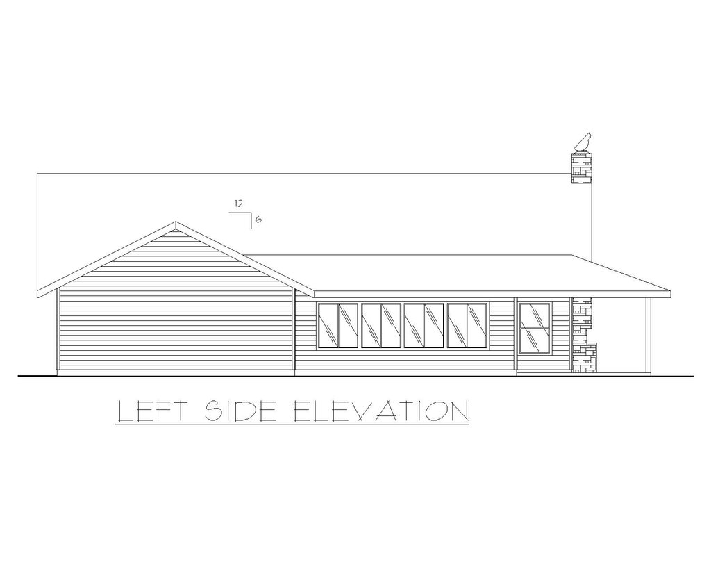 Exterior - Other Elevation for Ranch House Plan #117-1100 - 2 bed, 2 bath
