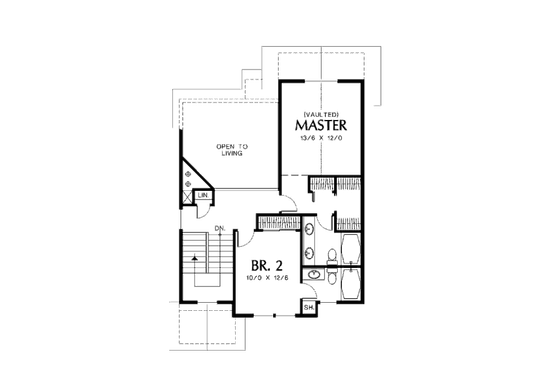 Floor Plan - Upper Floor for Traditional House Plan #48-317 - 2 bed, 2.5 bath