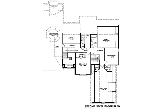 Floor Plan - Upper Floor for European House Plan #81-1599 - 4 bed, 3.5 bath