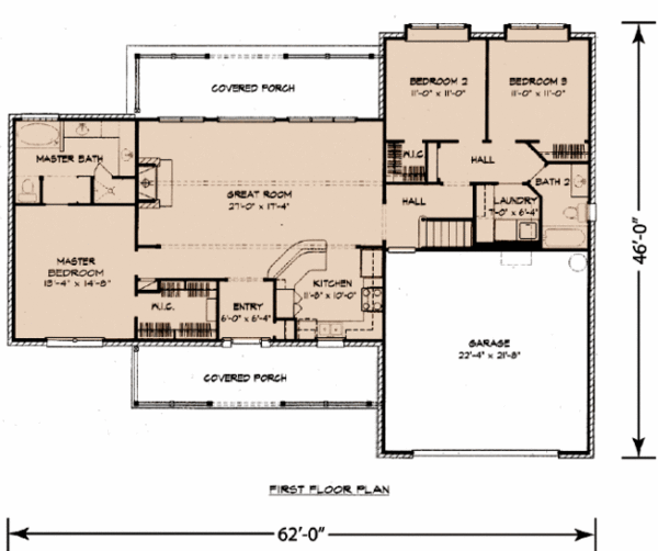 Ranch Floor Plan - Main Floor Plan #140-103