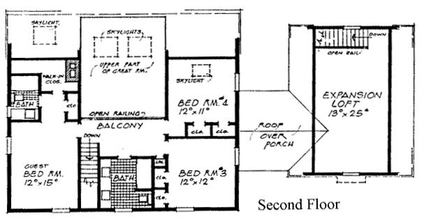 Architectural House Design - Floor Plan - Upper Floor for Colonial House Plan #315-109 - 4 bed, 3.5 bath