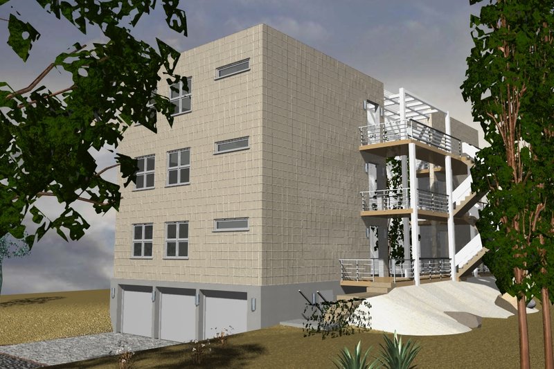 House Plan Design - Exterior - Rear Elevation for Contemporary House Plan #535-24 - 9 bed, 6 bath