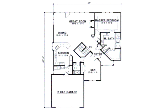 Floor Plan - Main Floor for Traditional House Plan #67-527 - 4 bed, 3.5 bath