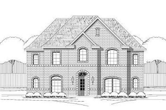 Exterior - Front Elevation for European House Plan #411-621 - 4 bed, 3.5 bath