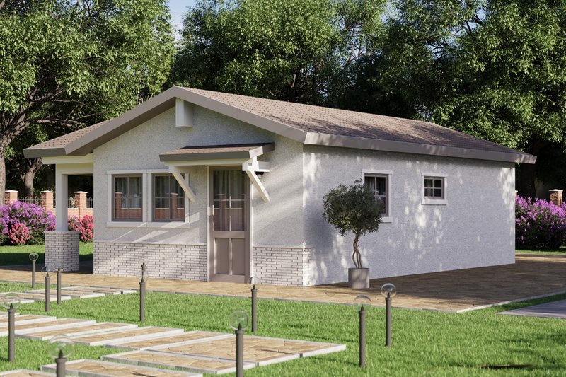 House Blueprint - Exterior - Front Elevation 3 for Traditional House Plan #1106-190 - 1 bed, 1 bath