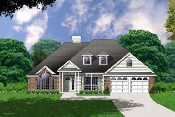 Exterior - Front Elevation for Traditional House Plan #40-209 - 4 bed, 2 bath