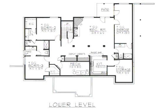 Floor Plan - Lower Floor for Bungalow House Plan #112-153 - 4 bed, 4.5 bath
