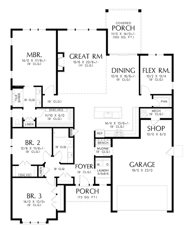 Dream House Plan - Prairie Floor Plan - Main Floor Plan #48-1098