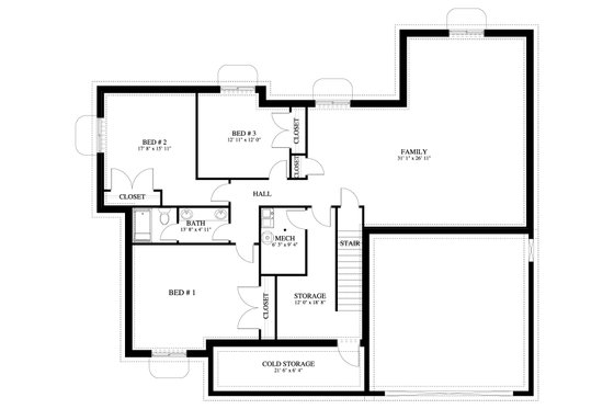 Floor Plan - Lower Floor for Craftsman House Plan #1060-356 - 3 bed, 2.5 bath