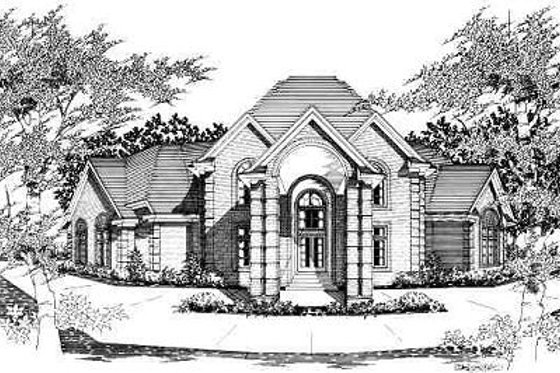 Exterior - Front Elevation for European House Plan #329-312 - 4 bed, 3.5 bath