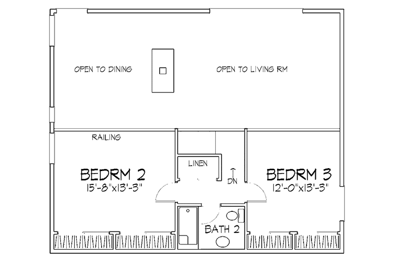 Architectural House Design - Floor Plan - Upper Floor for Prairie House Plan #320-1197 - 3 bed, 2 bath